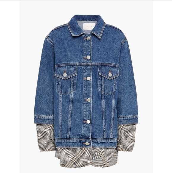 Maje Women's Blue Berio Layered Denim Jacket, Size 1/S US - Picture 2 of 15